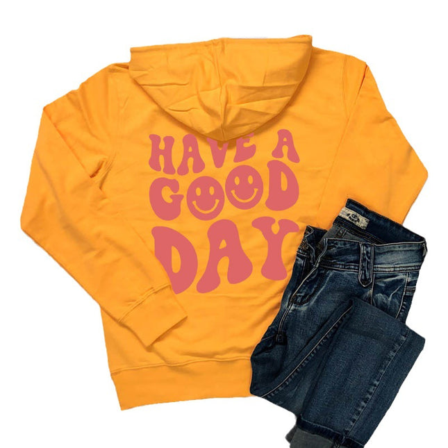 Hoodie Sweatshirt Floral Slogan Letter Pattern Printed Off-Shoulder Hooded Pullover