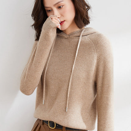 Hooded Knit Sweater for Women 2025 Autumn and Winter New Loose Cable Knit Hooded Sweatshirt Thickened Casual Sweater Base Layer