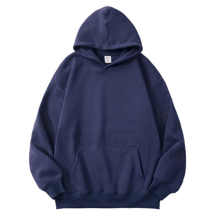 2025 Autumn/Winter 1334 Style Loose Casual 350g Fleece Solid Color Fleece-Lined Thick Pullover Hoodie