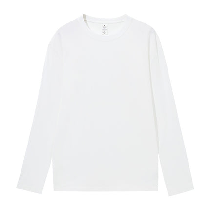 Live explosions cotton 230g heavy round neck T-shirt solid color long sleeve loose bottoming shirt women Xinjiang cotton logo