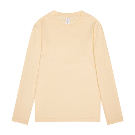 Live explosions cotton 230g heavy round neck T-shirt solid color long sleeve loose bottoming shirt women Xinjiang cotton logo