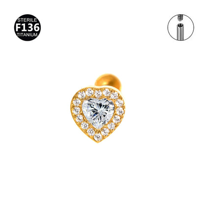 F136 Titanium Alloy Hollow Love Flower Batch Flower Peach Heart Lip Nail Ear Bone Nail Tragus Small Ear Bone Nail 0.9 Teeth
