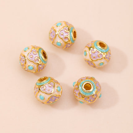 Cloisonné Oil-Dropping Cut Out Auspicious Cloud Lotus Bead Accessories Oil-Dropping Copper DIY Handmade Bracelet Necklace Jewelry Accessories
