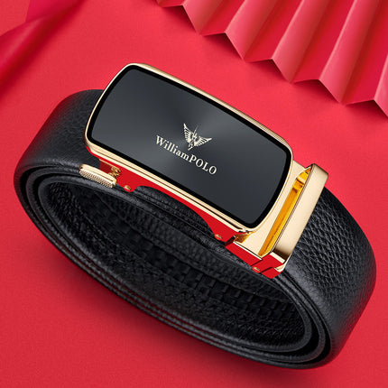 King Paul Belt Men's Genuine Leather Automatic Buckle Business Simple Belt Alloy Trousers Belt Men's High Sense