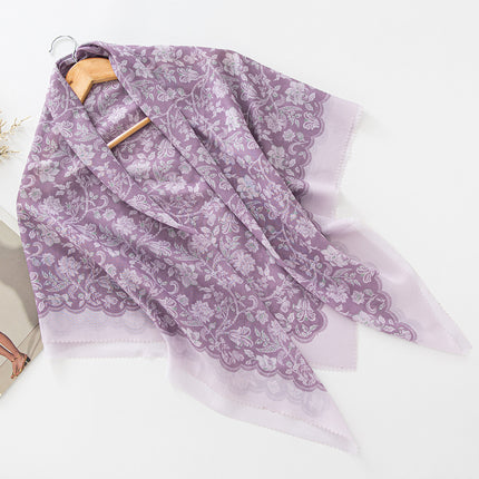 Cross-Border New Product Voile Print 110 Square Scarf Classic Lace Scarf Turban Malaysian Shawl
