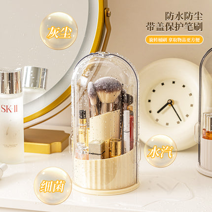 Cosmetic Brush Storage Cylinder Rotating Dustproof Dressing Table Cosmetic Storage Box Lipstick Eyeshadow Storage Rack Desktop Pen Holder
