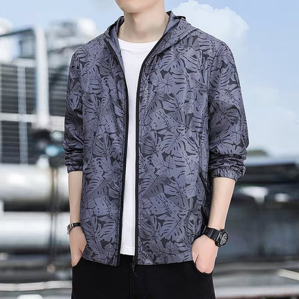 Ice Silk Sun Protection Clothing Men's Thin Breathable Hooded Sun Protection Clothing Foreign Trade Outdoor Sports Fishing Zipper Skin Jacket