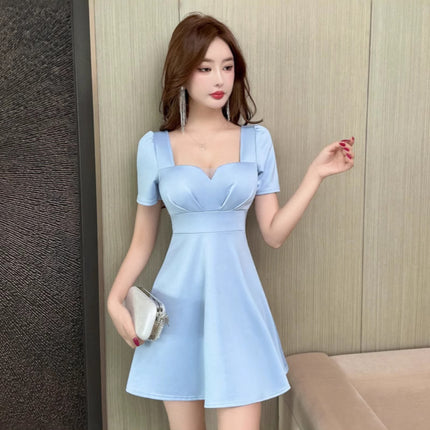 Real shot 8907 in stock Spice Girls Pure Desire Wind Tight Waist Large A- shaped dress New Foot Bath Technician Work Clothes Women