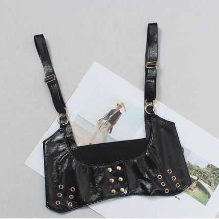 All-match decorative vest strap elastic wide belt women's leather vest camisole waist seal lolita