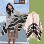 Pocket towel geometric striped rice bottom-dark curry / 140*155cm
