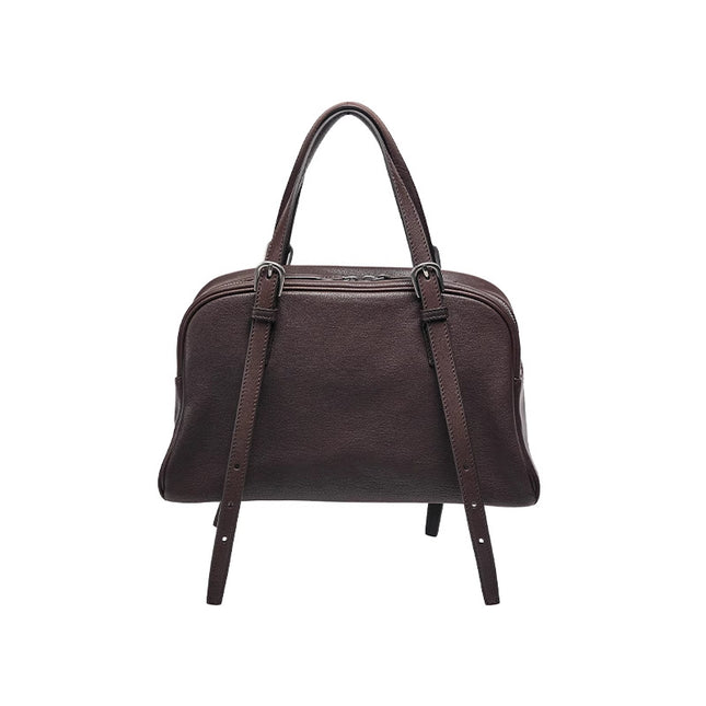 Youyou Bowling Bag Vegetable-Tanned First-Layer Lambskin High-End Retro Casual Large-Capacity Handbag Shoulder Bag for Women