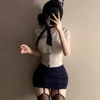 Stewardess uniform + model matching garters / S
