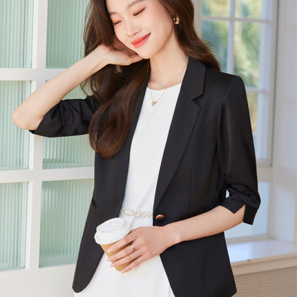 White small suit jacket women's summer thin 2024 summer high-grade mid-sleeve suit dress professional suit skirt