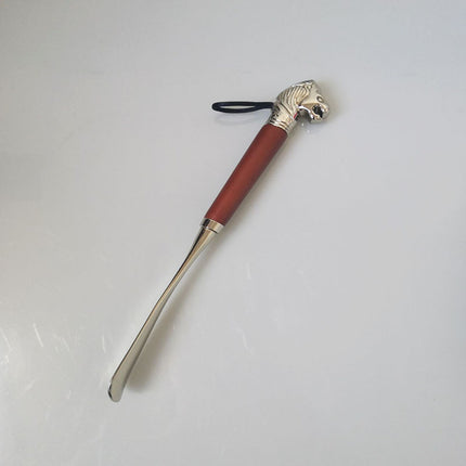 Factory direct metal alloy lion head horse head twelve zodiac shoehorn solid wood super long shoehorn in stock wholesale
