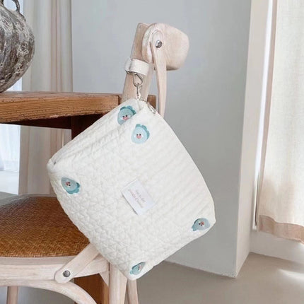 New Zipper Embroidered Cotton Mummy Bag Baby Trolley Hanging Bag Diaper Bag Portable for Going Out