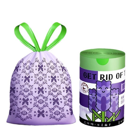 Tear-free Lavender Printing Household Drawstring Thickened Garbage Bag Oversized Living Room Bathroom Dormitory Office
