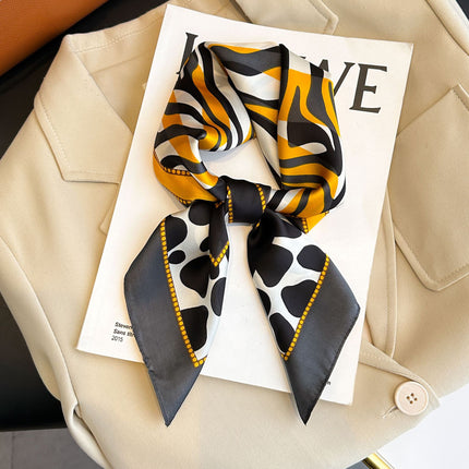 New Style Square Scarf Small Silk Satin Imitation Silk Women Flower and Bird Printed Beautiful Silk Scarf Thin Small Square Scarf Scarf Scarf