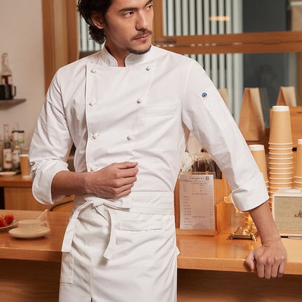 Chef's Uniform Long-Sleeved Men's Hotel Western Restaurant Kitchen Work Clothes Stain-Resistant Workwear Catering Workwear