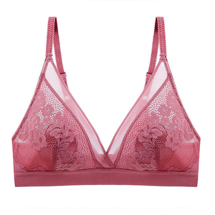 2180 Crystal Cup Ultra-thin Comfortable Breathable Push-up Bra Sexy Lace Anti-bump Non-rimless Large Size Underwear