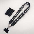 Black and white arrow shoulder strap silver hook + coin purse + spacer