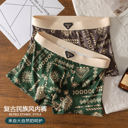 Men's Boxer Briefs American Retro Fashion Trendy Skin-Friendly Breathable Youth Mid-Rise Shorts Wholesale