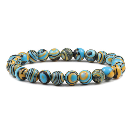 Foreign Trade Hot Selling Fashion Ladies Bracelet 8mm Malachite Beaded Bracelet Jewelry Women's Elastic Bracelet Chain Jewelry