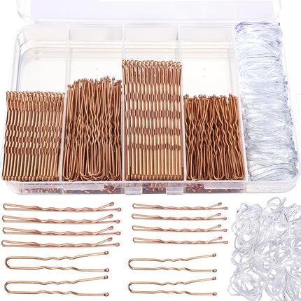 Cross-Border 300-Piece Set of Brown Hairpins, U-Shaped Clips, and Metal Hairpin Set in a Box, Best-Selling on Amazon