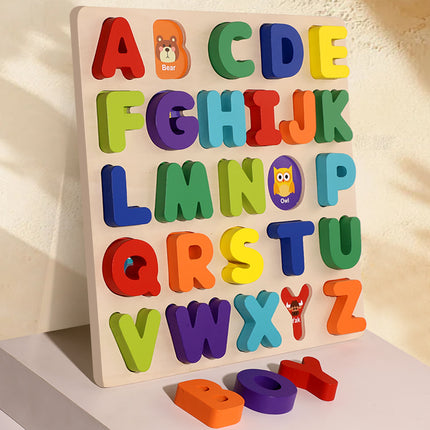 Cross-border wholesale three-dimensional wooden puzzle digital shape letter puzzle baby enlightenment early education children's educational toys