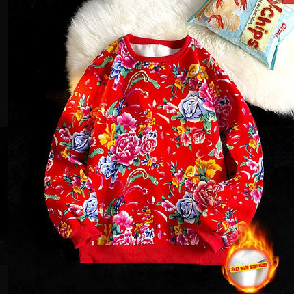 Northeast Dahua Sweater Men's Spring and Autumn 2024 New Chinese Style Dragon Year Festive Round Neck Long Sleeve T-Shirt
