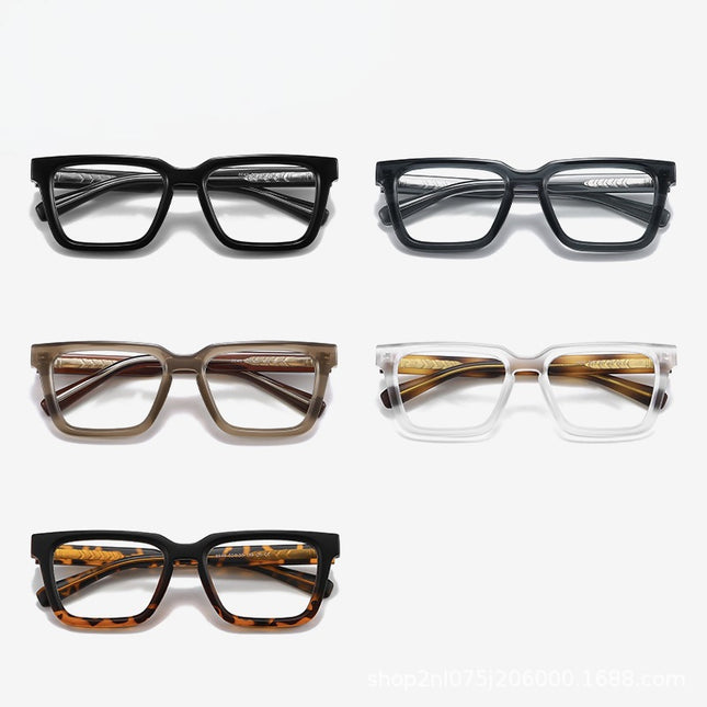 European and American Retro Thick Frame Flat Glasses Frame Men's and Women's CP Pin 8649 Fashion Color Block Fashion Anti-Blue Light myopia Frame