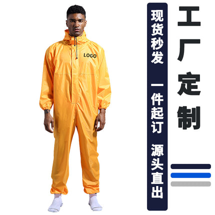Protective Clothing Hooded Dust-proof Clothing Waterproof Oil-proof Chemical Paint Polishing Pesticide Working Clothes Odor-proof Raincoat