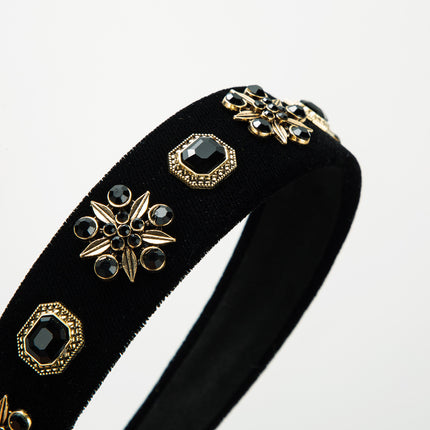 European and American Retro Elegant Elegant Hair Band Alloy Rhinestone Pearl Wide Edge Hair Card Internet Celebrity All-match Pressure Hair Headband Hair Accessories