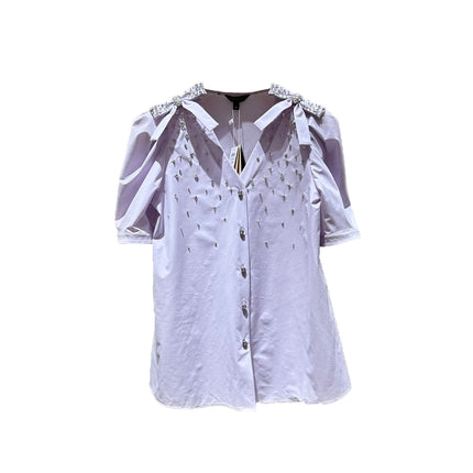 2024 summer new nail drill loose bow bubble short sleeve shirt top Q144303E