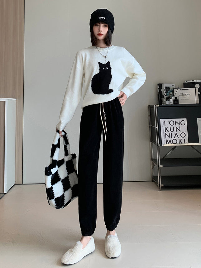 [Special Offer] Women's Leggings Sports Pants, Casual Pants, Drapedy Kapok Velvet, High Waist, Slimming Look, Loose and Versatile Style for Outer Wear