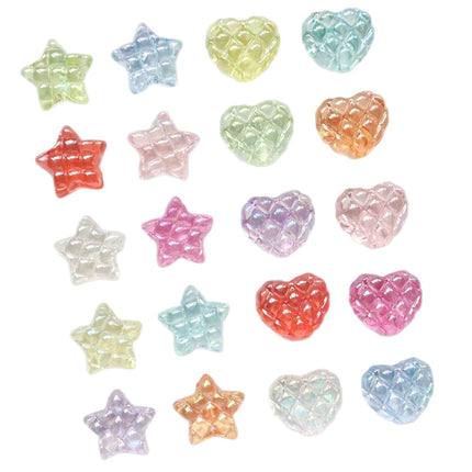 Exquisite, Compact, Transparent, Color-Plated Waffle Five-Pointed Star/Heart Loose Beads DIY Mobile Phone Chain Bracelet Chain Accessories