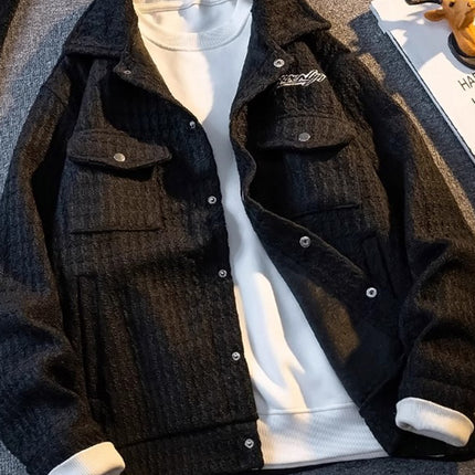American-style High Street Retro Plaid Jacket Men's High-grade Feeling Fucked Handsome Loose Waffled Jacket Home Figure# XXF009