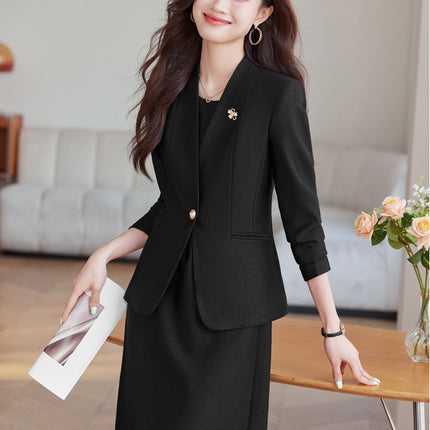 Business Dress Women's Suit 2024 New Autumn Thick Small Suit Elegant Work Clothes Suit Skirt dress
