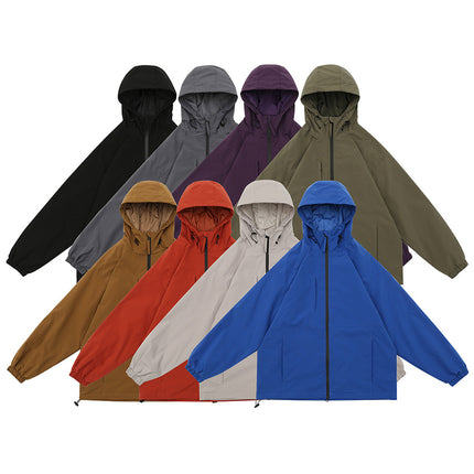 Ru Meng Du Pont Three-proof Charge Clothes Spring and Autumn Outdoor Camping Jacket Coat Waterproof Breathable Mountaineering Suit for Couple Solid Color