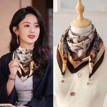 New 65.65 Magnetic Buckle Scarf Women's Square Scarf Winter Lazy Pendant Ins Scarf Scarf Decorative Fashion All-match