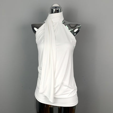 South Korea Dongdaemun Elegant Sexy Neck Lace-up Feminine Vest Figure Simple All-match Sleeveless Top Trendy