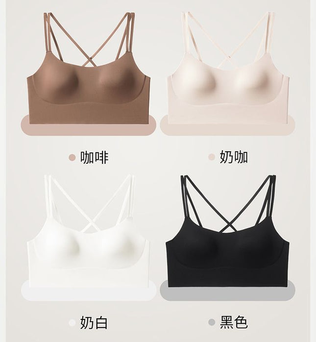 Decon Sheng Thin Sling with Padded Vest Women's Bra Seamless Sexy Beautiful Back Light Sports Bra Can Be Worn Outside and Inside