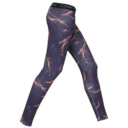 Sports Fitness trousers men's tight quick-drying leggings spring and autumn sports training basketball compression pants new printed pants