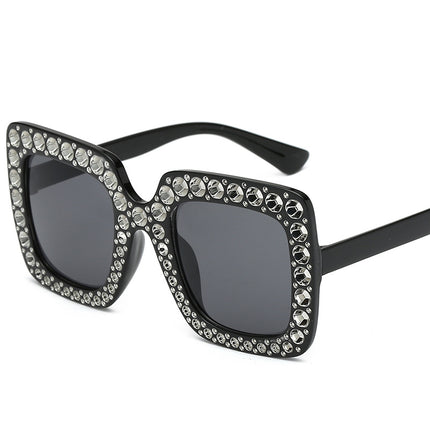 European and American fashion new large frame anti-Diamond sunglasses high-level star square sunglasses cross-border sunglasses