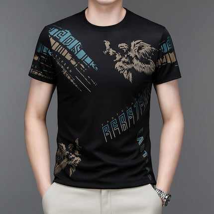 Mingdi Mouse Men's Summer New Korean Printed Men's T-Shirt Fashionable Short-Sleeved Pullover Round Neck T-Shirt Top