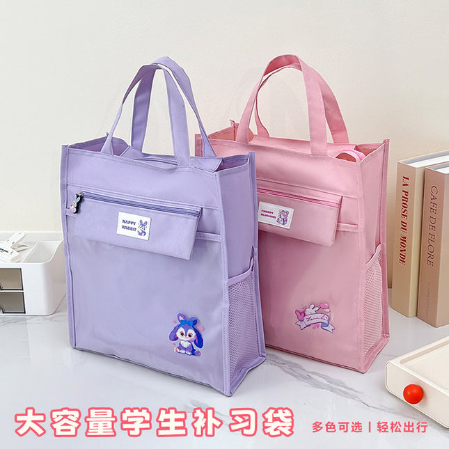 Foreign Trade Spot Simple Vertical Cartoon Portable Tutoring Bag Student Universal Canvas Storage Handbag Wholesale
