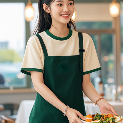 Pure Cotton Catering Work Clothes T-Shirt Custom Printed Logo Restaurant Waiter Barbecue Hot Pot Restaurant Staff Summer Short Sleeves