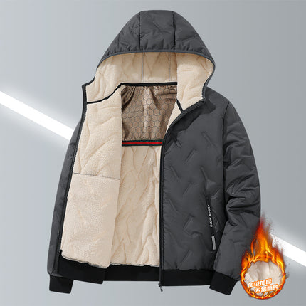 Winter Lamb Fleece Coat fleece-lined Cotton Coat suit Hooded Men's Loose Cotton Coat Plus Size Warm Cotton Coat