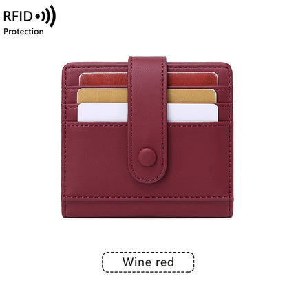 Compact and Portable Rfid Anti-Theft Brush Women's Short Wallet 2024 New Pure Color Pu Leather Buckle Card Holder Coin Purse