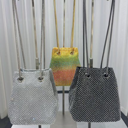 Cross-Border New Fashion Bucket Bag Banquet Dress Evening Bag Rhinestone Women's Trendy Diamond-Encrusted Handbag Evening Wear