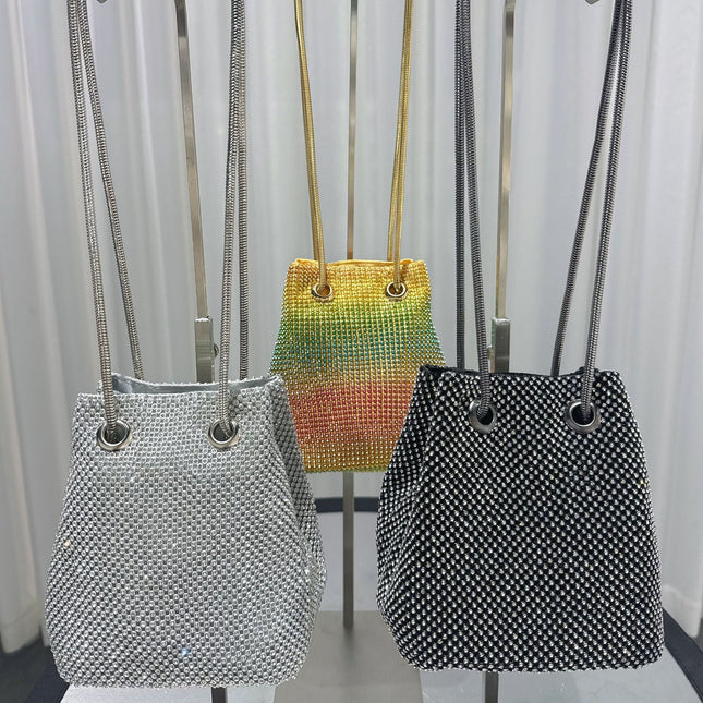 Cross-Border New Fashion Bucket Bag Banquet Dress Evening Bag Rhinestone Women's Trendy Diamond-Encrusted Handbag Evening Wear